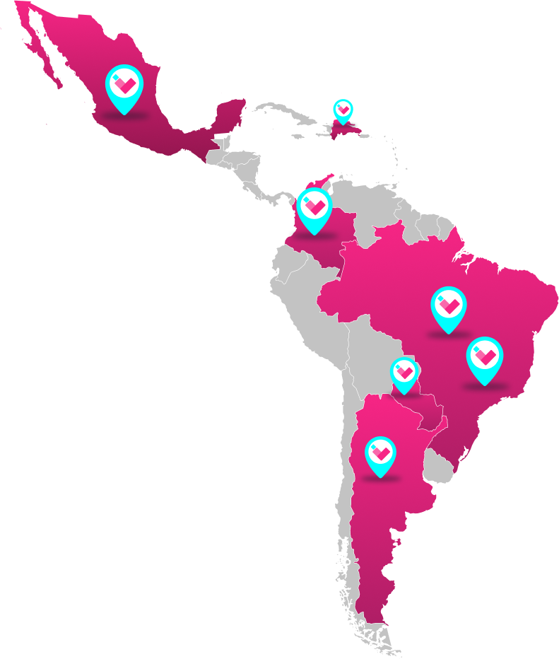 Mapa com as regiões atendidas pela Verum Formwork